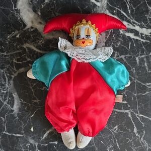 Whimsical Jester Plush Toy - Red and Blue